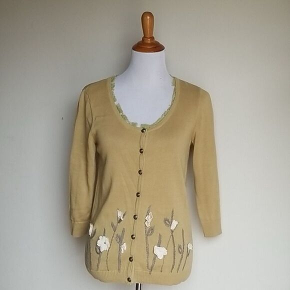 Anthropologie Nick & Mo Floral Embroidered Cardigan Sweater - Picture 1 of 4